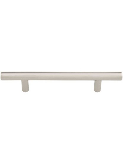 Mid-Century Brass Bar Pull - 4 inch Center to Center in Polished Nickel.